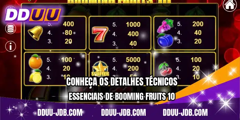 Conheça os detalhes técnicos essenciais de Booming Fruits 10