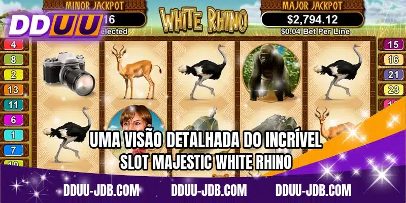 Uma visão detalhada do incrível slot Majestic White Rhino
